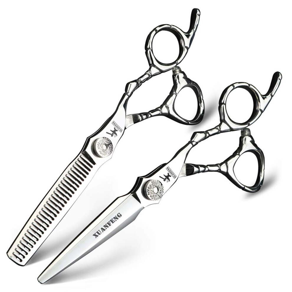 6 Inch Damascus Steel Hairdressing Scissors Set with Ergonomic Grip for Precise Smooth Cutting