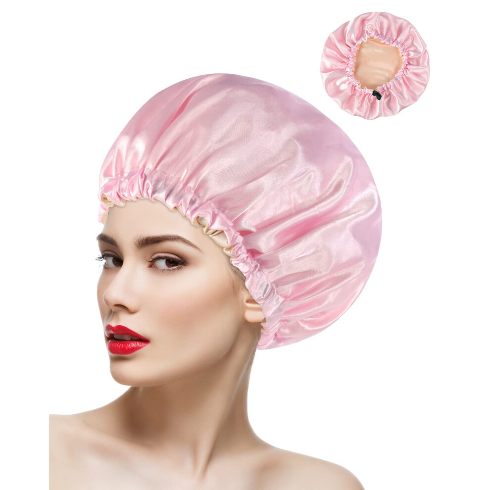 Unisex Silk Hair Bonnet Double Layer Satin Sleep Cap For Curly Natural Hair Antifrizz Overnight Protection