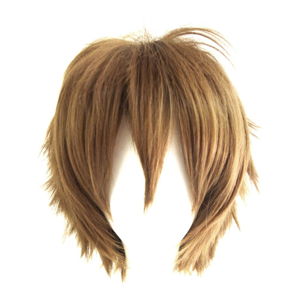 Unisex Brown Men's Short Spiky Wig Dark Heat Resistant Synthetic Cosplay Wig With Adjustable Fit Ref: 7981