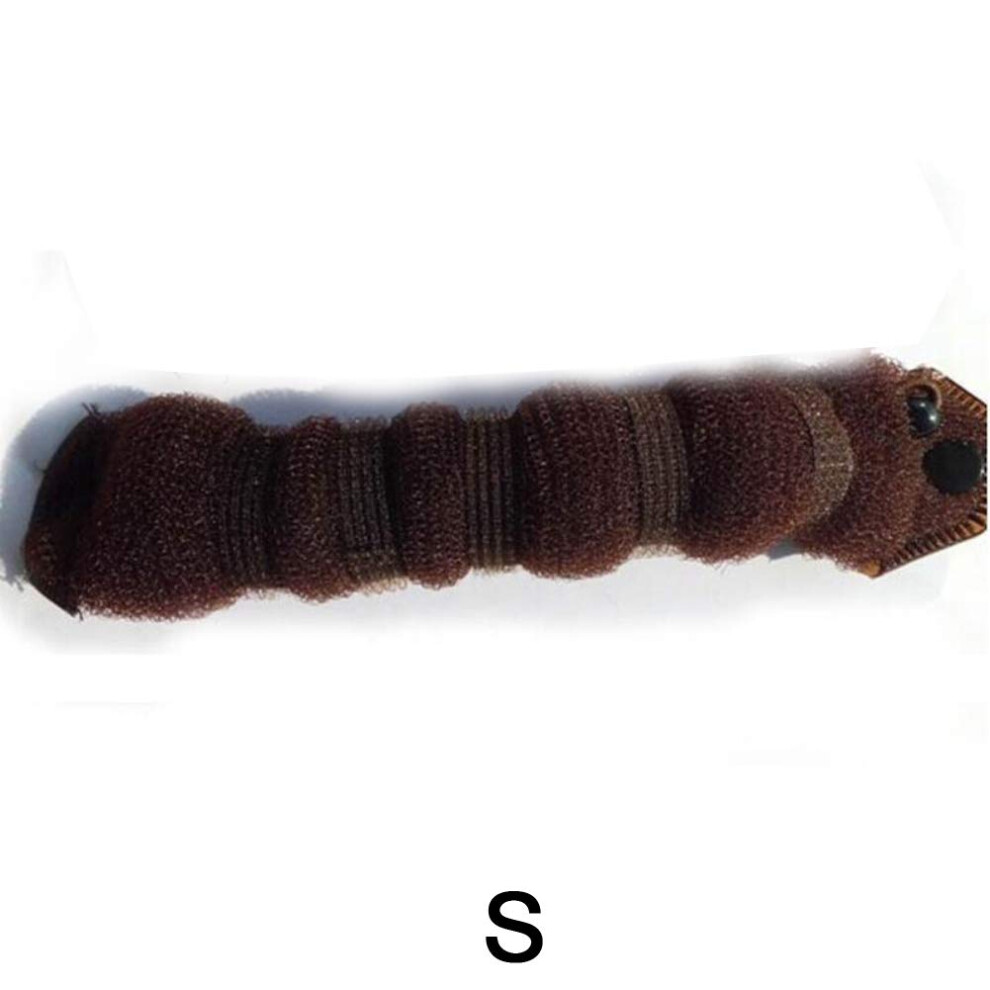 Hair Bun Maker with Elastic Hair Ties, Quick Styling Tool for Women, Brown Small Size