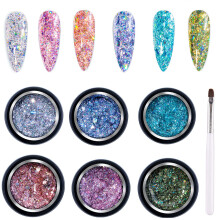 Gel Nail Polish Set with Multicolored Glitter, UV LED Soak Off LongLasting Manicure Gift Kit