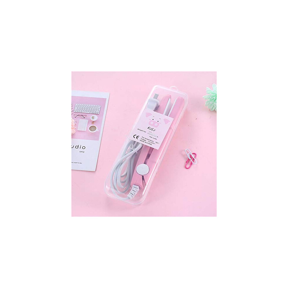 Mini Ceramic Hair Straightener and Curler with Precise Temperature Control for Travel â Pink