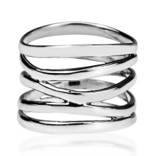 Anello da donna alla moda con fascia larga a 5 bande e spirale, gioiello per matrimonio, fidanzamento e festa, regalo