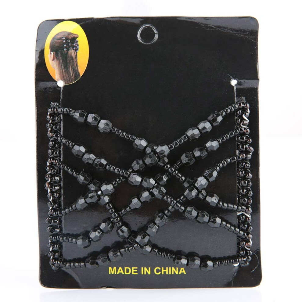 Hair Comb Clip with Beads, Magic Stretchy Double Hair Comb for Secure Adjustable Hold