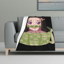 Filt Flerfärgad Tryckt Filt Supermjuk Flanell Lätt Fluffig Plyschfilt Kimetsu No Yaiba