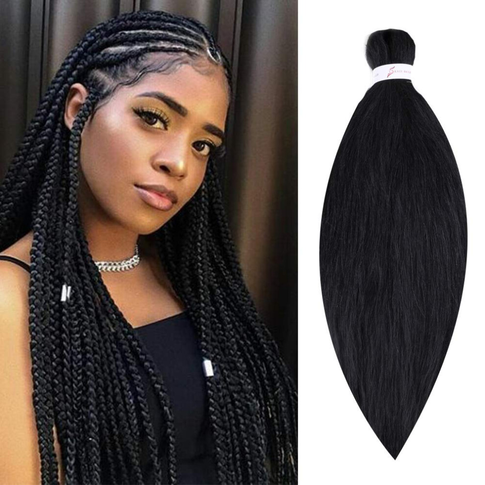 Pre Stretched Yaki Texture Braiding Hair 26 Inch Natural Black Synthetic Crochet Braids 3pcs 90g