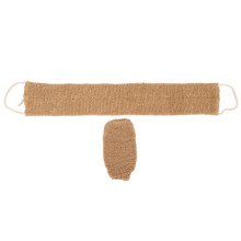 Back Scrubber Set with Long Handle Ramie Belt and Glove for Deep Exfoliation in Shower