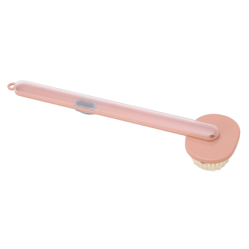 Long Handle Bath Brush with Soap Dispenser and Nylon Bristles for Back Cleaning Pink