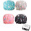 4Pcs Double Layer Waterproof Shower Cap for Women with Adjustable Elastic Satin Lining 1