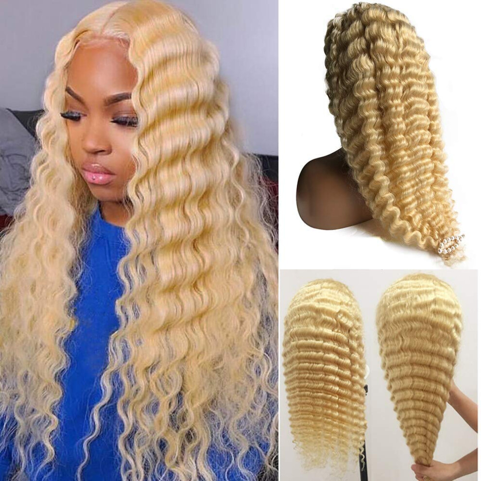Unisex 613 Blonde Lace Front Wig Brazilian Virgin Human Hair Short Ombre Bob 13X2 Pre Plucked