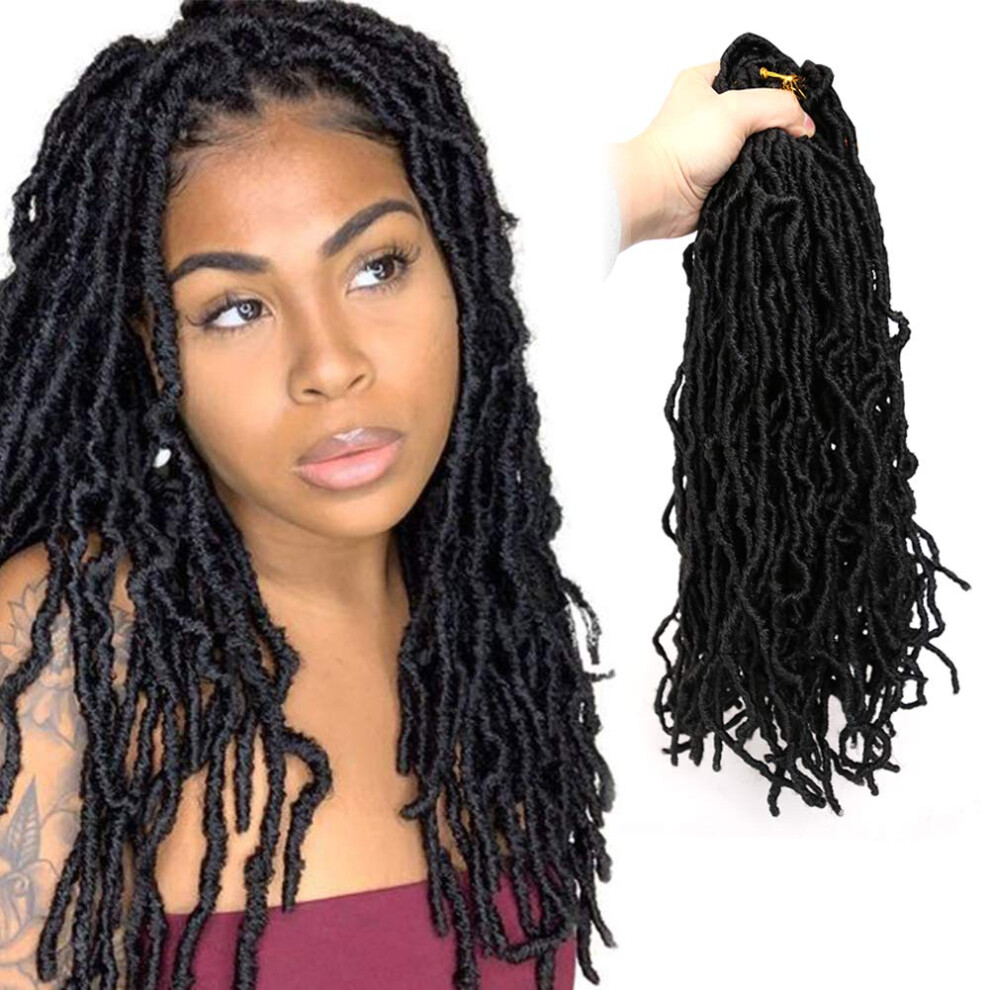Unisex Crochet Braids Hair 18 Inch Prelooped Soft Faux Locs Extensions Goddess Curly Wavy Synthetic