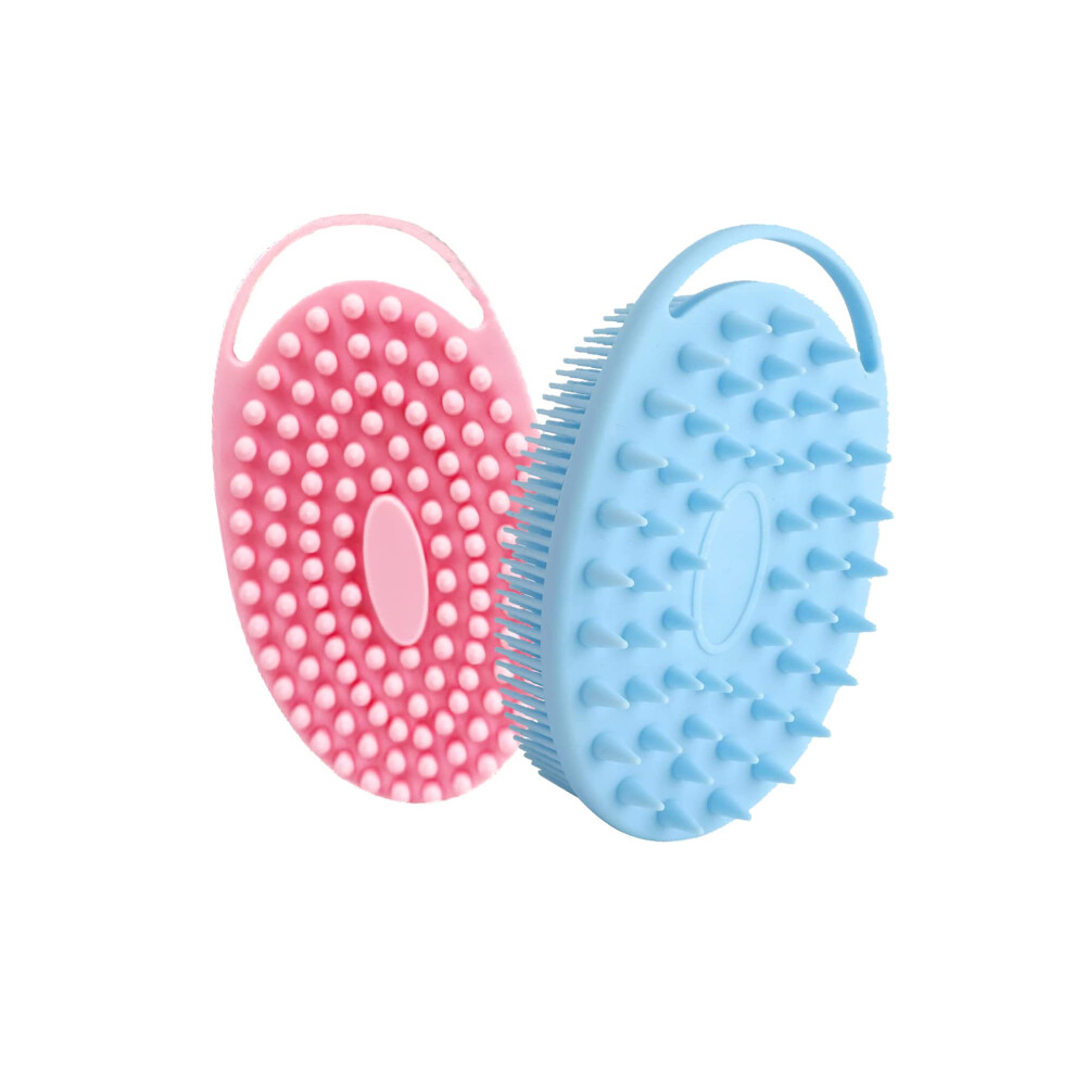 2 Pack 2 in 1 Silicone Body Scrubber and Scalp Massager Brush for Gentle Exfoliation and Sensitive Skin