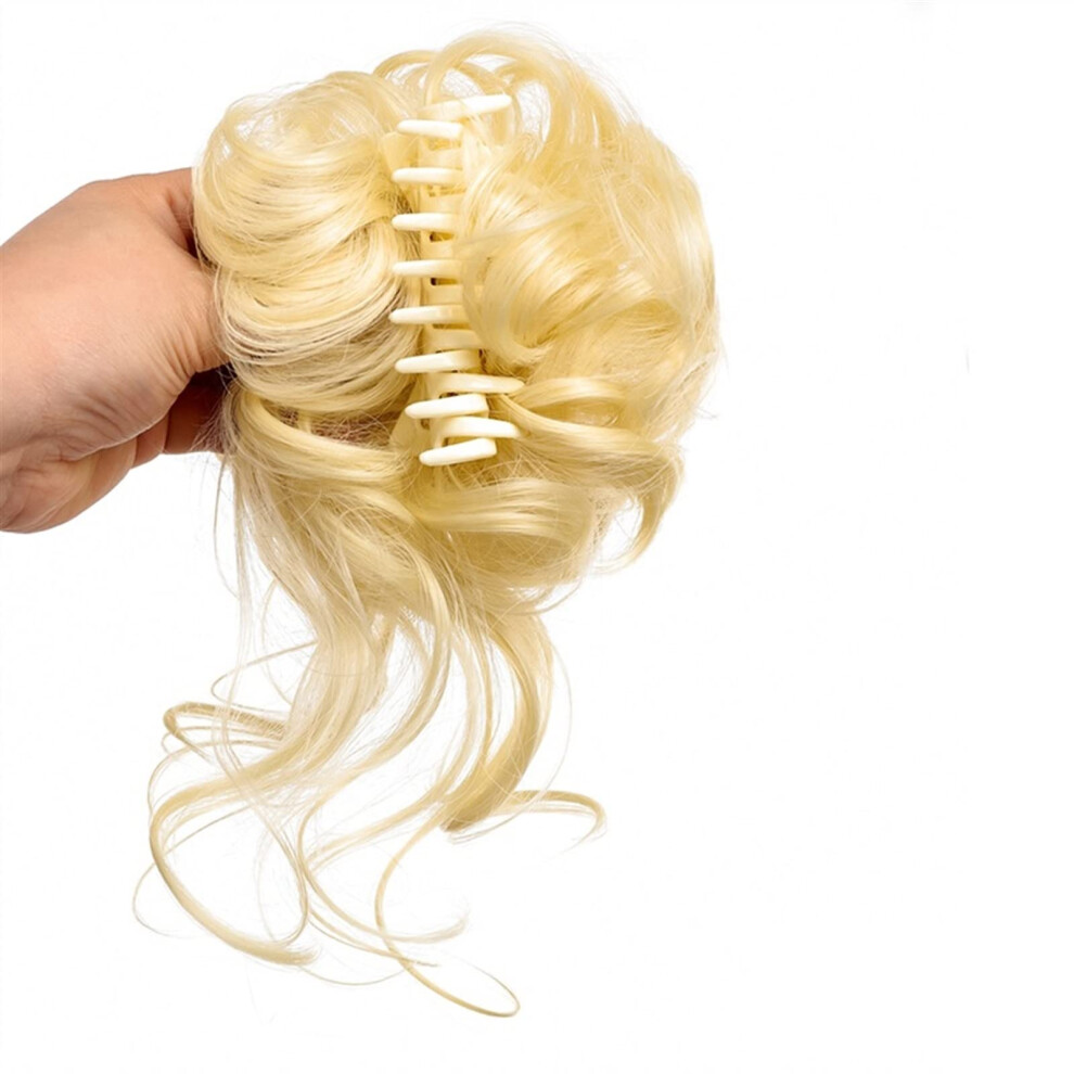 Unisex Hair Bun Extension With Curly Synthetic Hair, Messy Claw Clip Bun Hairpiece For Women 1Pcs09