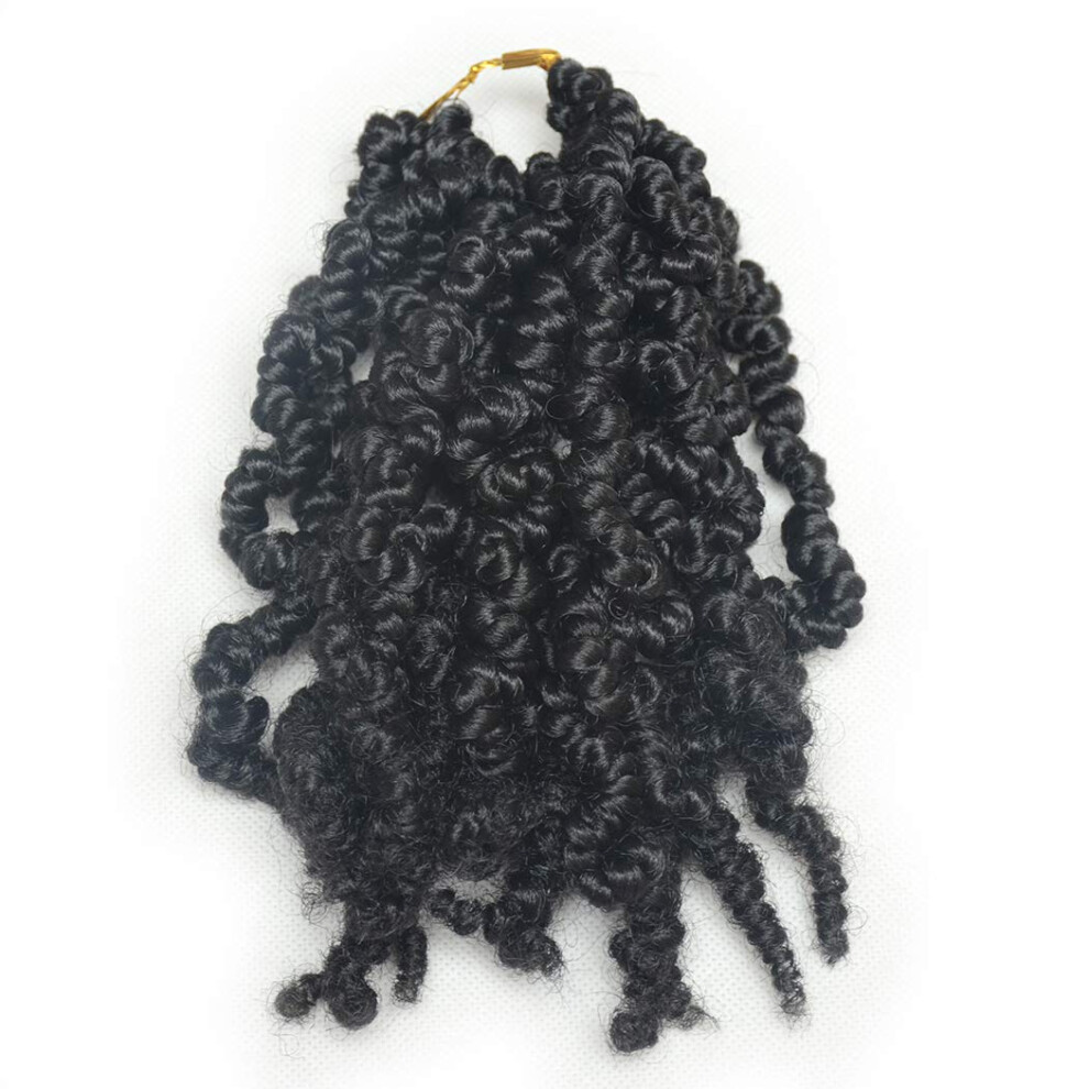 Unisex Black Spring Twist Crochet Hair 10 Inch Pretwisted Passion Twist Extensions Short Curly Bob 1B