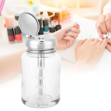 Nail Polish Remover Dispenser 80ml Glass Pump Bottle with Spill Lock for Nail Art and Makeup