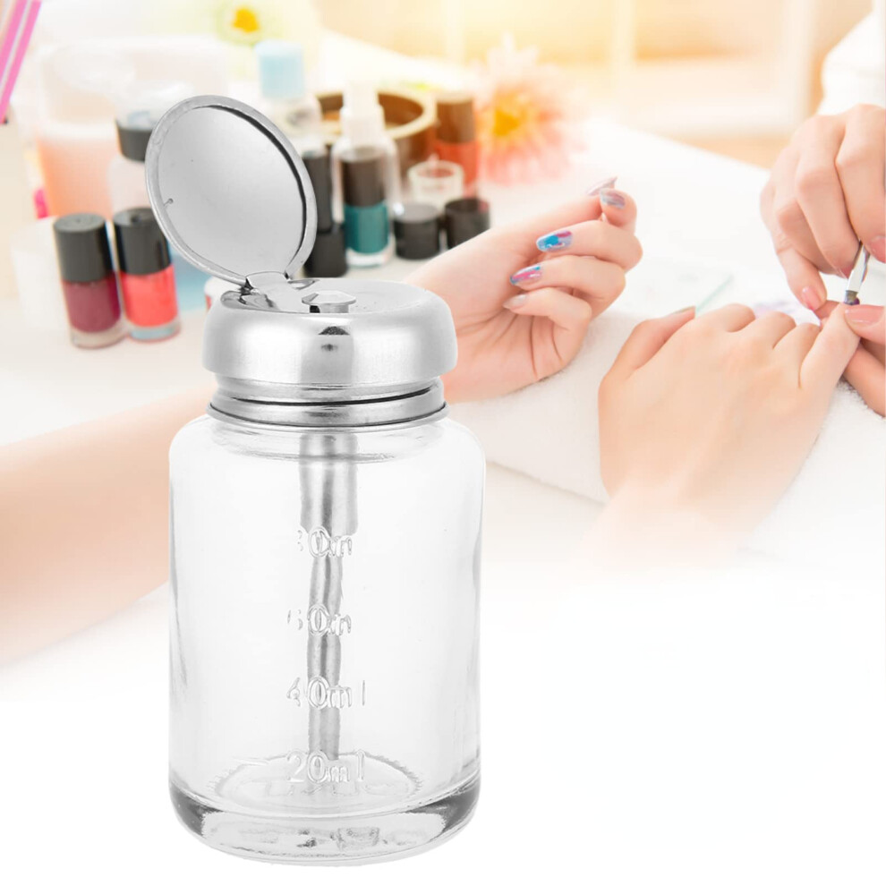 Nail Polish Remover Dispenser 80ml Glass Pump Bottle with Spill Lock for Nail Art and Makeup