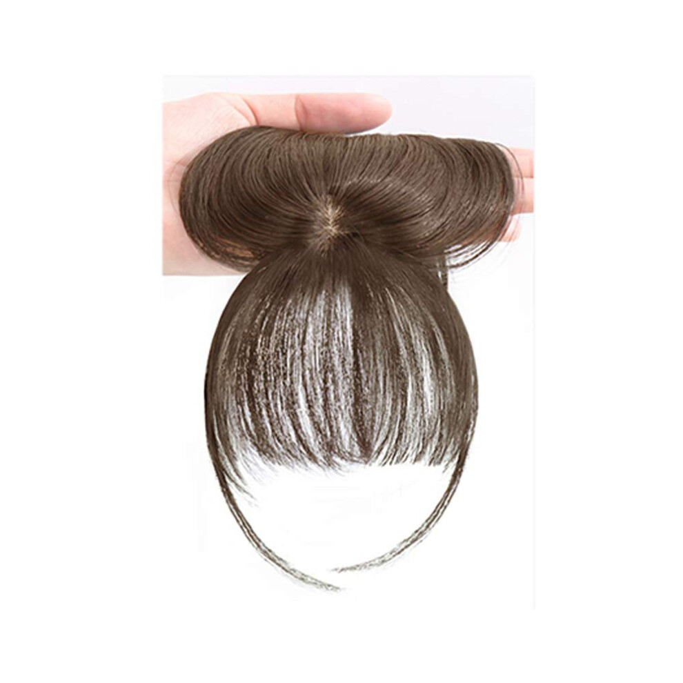 Clip in Synthetic Bangs Light Brown Hairpiece, Natural Fringe Extension, Heat Resistant Fiber