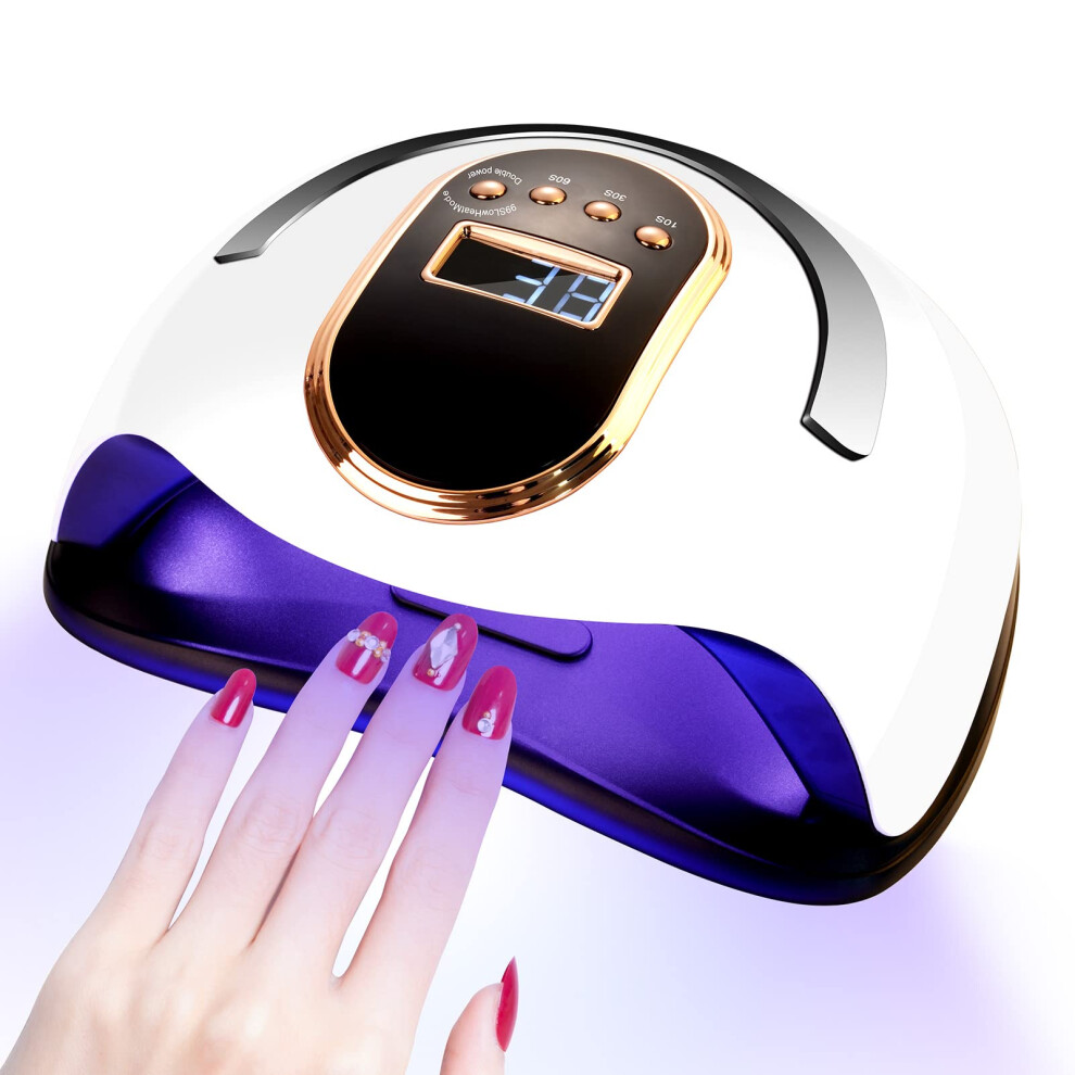 168W LED Nail Lamp with Four Timer Modes, Fast Curing Professional Gel Nail Dryer for All Polish
