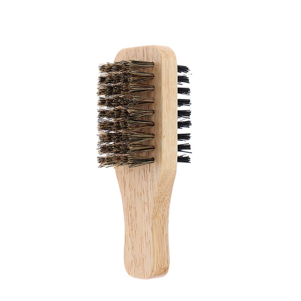 Brown Boar Bristle Hair Brush For Men, Dualsided Beard Grooming With Ergonomic Wooden Handle