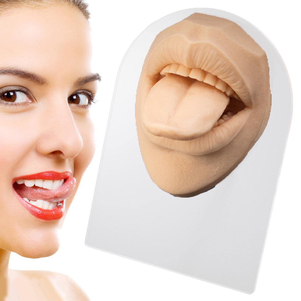 Piercing Practice Model with Realistic LifeSize Silicone Mouth for Lip and Tongue Training Display