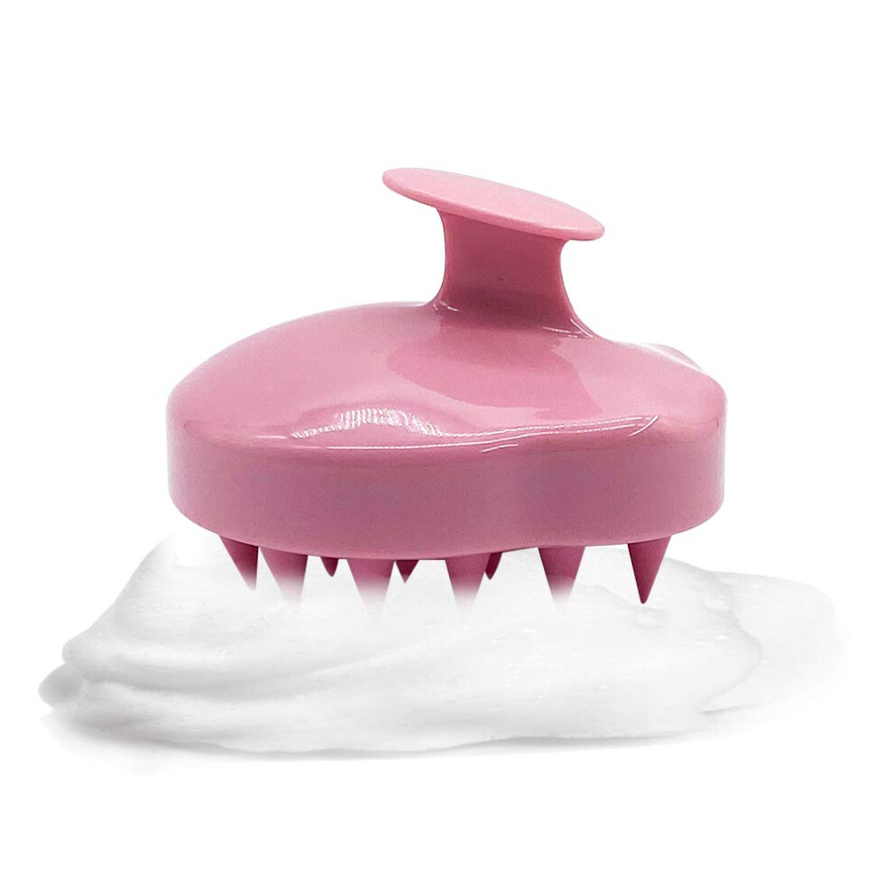 Pink Silicone Scalp Massager Shampoo Brush For Hair Growth And Dandruff Removal