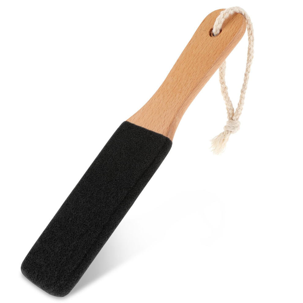 Black Foot Callus Remover With Ergonomic Wood Handle, Pumice Stone Foot File For Dead Skin Removal