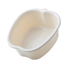 Large Foot Soaking Basin with Raised Massage Bumps, Deep Foot Spa Tub for Home Use, Beige