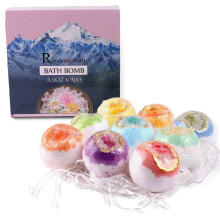 Natural Bath Bomb Gift Set with Essential Oils and Crystals for Aromatic Spa Relaxation