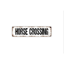 Paardenoversteekplaats, pony, rustiek metalen straatnaambord of deurnaambordje, afmeting: 4x16 inch