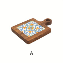 ENIYUU1pc Porta-copos de madeira estilo japonês com estampa floral em tijolo, tapete isolante térmico de madeira maciça de pinho retrô para uso