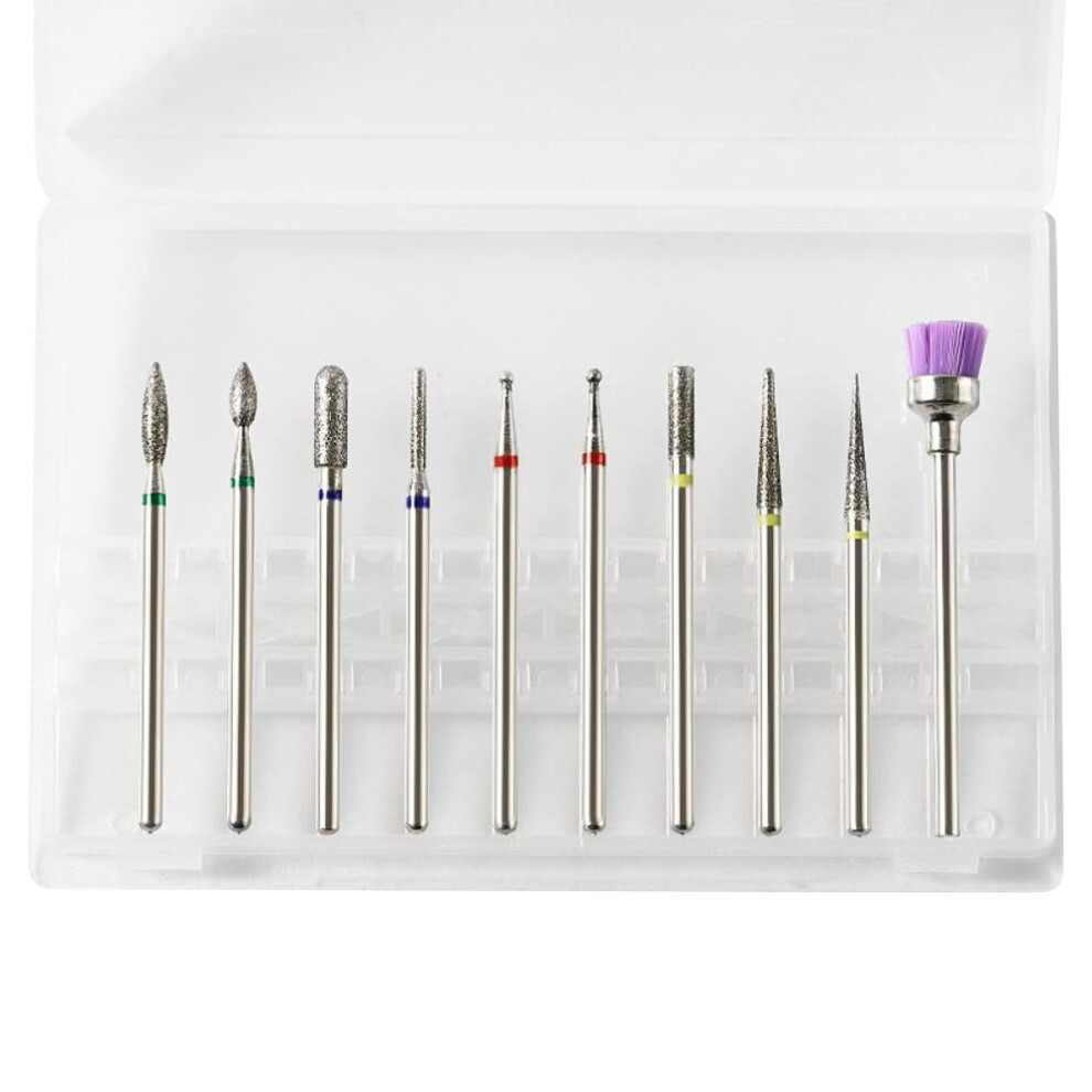 10pcs Professional Nail Drill Bit Set, Carbide Tungsten for Quick Gel Removal and Acrylic Nails