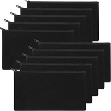 Casewin DIY knutseltas, 10 stuks (8,26 x 4,72 inch) canvas etui met ritssluiting voor pennen, potloden, make-up en toiletartikelen – zwart