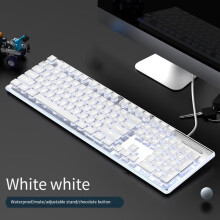 Teclado mecánico con cable, LED, silencioso, para juegos, resistente al agua, antideslizante, 104 teclas, teclas luminosas D