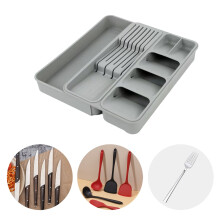 SUSUchens Cutlery Storage Box, Expandable Multi-Compartment Drawer Organizer for Forks, Chopsticks, Spoons – Style A