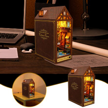 LED Book Kit Decorative Bookend Stand, Wooden Puzzle Bookend for Adults, Compatible with Booknook, Home Decor Ornaments, 40ml