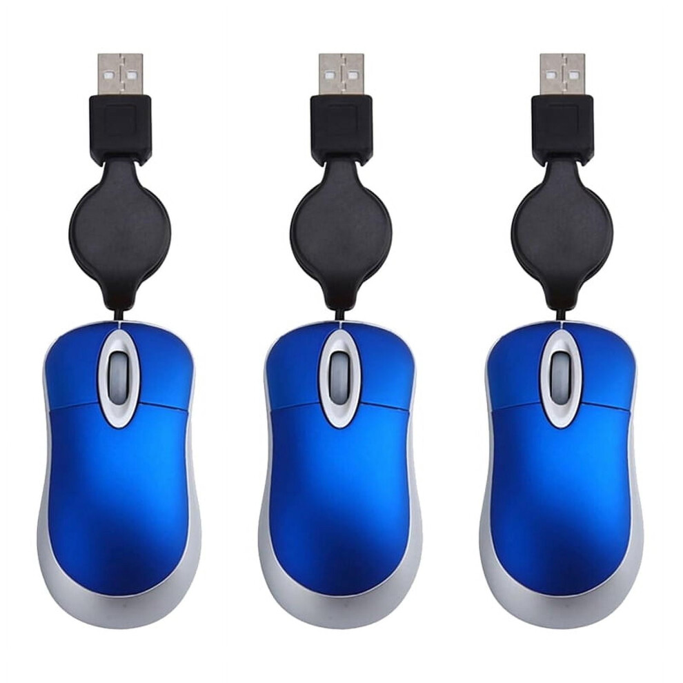 3Pcs Wired Mouse Retractable Mouse Corded Mouse Mini Mouse Usb Optical Mouse Wired Mouse For Computer Laptop Pc 9004841200422