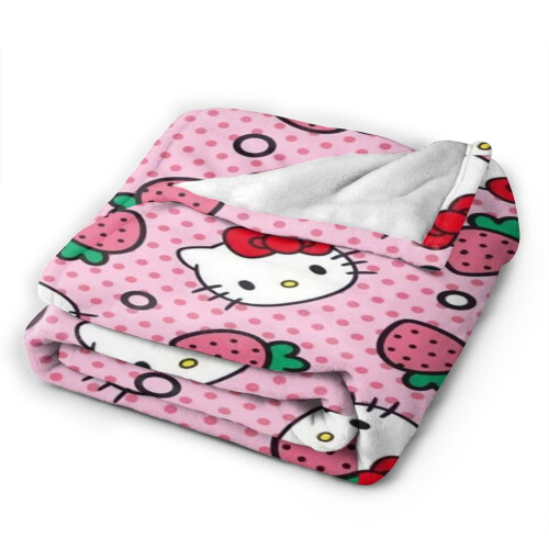 Hello Kitty Cartoon Throw Κουβέρτα με Κουβέρτα σε Στυλ Κρεβατιού, Διακόσμηση Δωματίου, 1