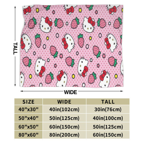 Hello Kitty Cartoon Throw Κουβέρτα με Κουβέρτα σε Στυλ Κρεβατιού, Διακόσμηση Δωματίου, 2