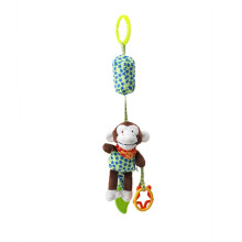 Baby Hanging Rattles Toys, Soft Crinkle Squeaky Plush Animal Wind Chime with Teether, Compatible with Stroller Car Seat Crib