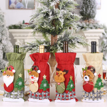 Sac à bouteille de vin de Noël avec cordon de serrage, compatible avec les motifs Père Noël, renne, bonhomme de neige, ours, housse cadeau en