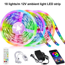 Bande LED compatible Bluetooth, contrôle par application, haute luminosité RGB12V5050, lumière intelligente à intensité variable pour l'ambiance