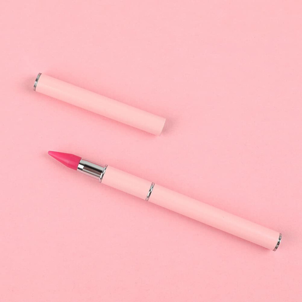 Nail Rhinestone Picker Wax Pen with Precise Placement, Dual Purpose Pink Stainless Steel Tool