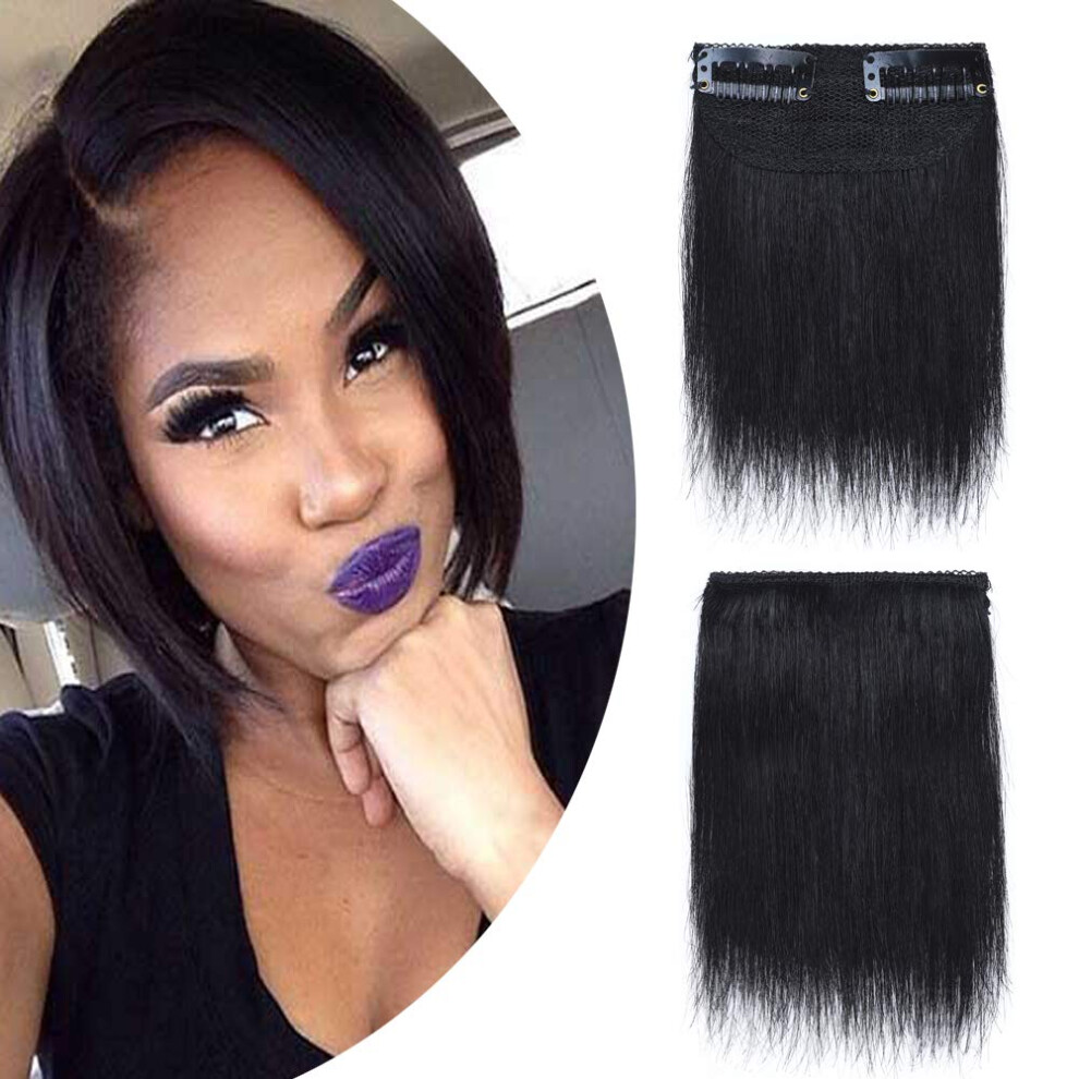 Unisex Black Clip In Remy Human Hair Extensions Natural 6 Inch For Instant Volume Boost And Thinning Hair