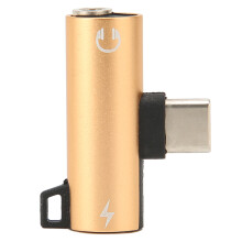 Enkel oppbevaring og bæring USB C til Aux-adapter med dobbel funksjon, hodetelefonkontakt og hurtigladeport, HiFi-lydkvalitet, aluminiumshus, bred
