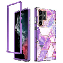 Slanke beschermhoes voor Samsung Galaxy S22 Ultra, met ingebouwde schermbeschermer en compatibel met draadloos opladen, schokbestendig TPU-frame en