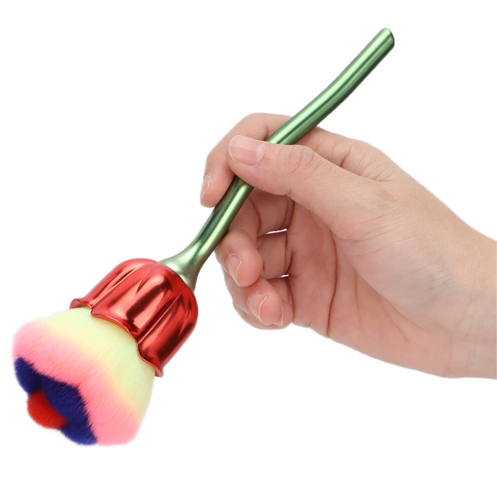 Rose Shaped Nail Dust Brush with Soft Nylon Bristles, Ergonomic Handle Makeup Powder Brush 02