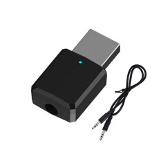 Draadloze audioadapter met Bluetooth-zender en -ontvanger met snelle schakelmodus, stereogeluidskwaliteit en compatibiliteit met voertuigen.