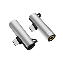 Słuchawki typu C do 3,5 mm i adapter ładowania 2 w 1 z wbudowanym układem DAC do szybkiego ładowania HiFi Audio PD z pętelką na klucze do