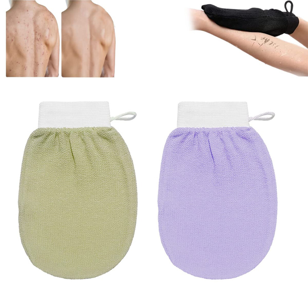 Exfoliating Glove and Body Scrub Mitt 2 Pcs for Deep Exfoliation and Smoother Skin for Men and Women