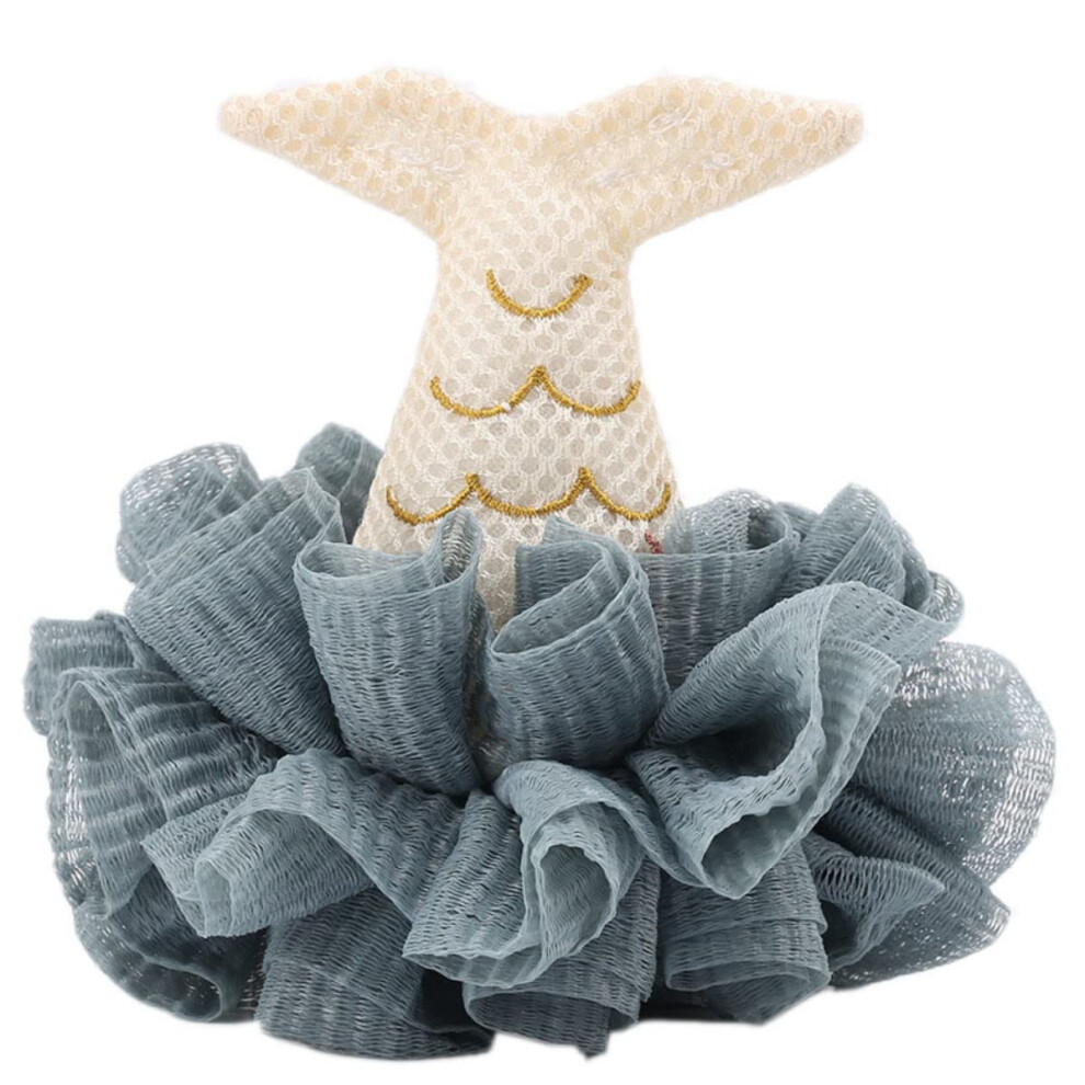 Blue Shower Loofah Bath Sponge Pouf For Gentle Skin Exfoliation And Rich Lather,
